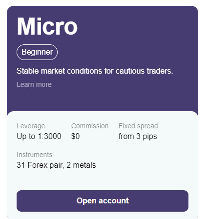 open real forex micro account with high laverage